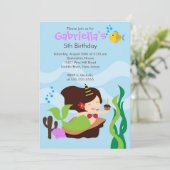 Cute under Zee Mermaid Birthday Party Kaart (Staand voorkant)