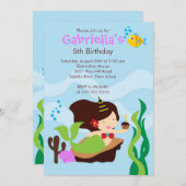 Cute under Zee Mermaid Birthday Party Kaart (Voorkant / Achterkant)