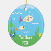 Cute under Zee Ocean Aquarium Add Jouw naam Keramisch Ornament (Links)