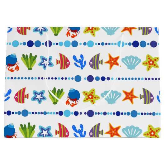Cute underwater Animals Pattern Large Gift Bag Cadeautasje (Voorkant)