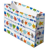Cute underwater Animals Pattern Large Gift Bag Cadeautasje (Voorkant Gekanteld)