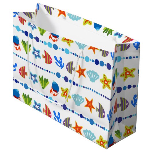Cute underwater Animals Pattern Large Gift Bag Cadeautasje (Voorkant Gekanteld)