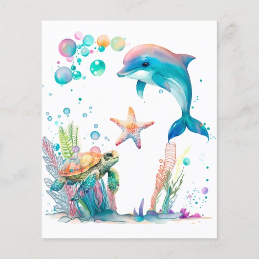 Cute Underwater Baby shower Word Scramble Game (Achterkant)