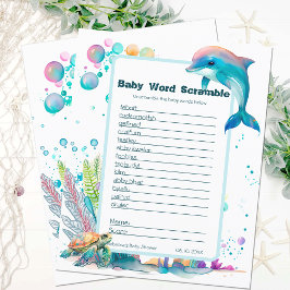 Cute Underwater Baby shower Word Scramble Game