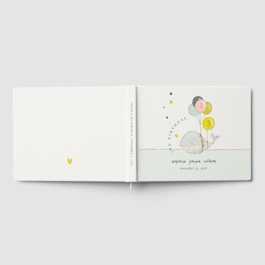 Cute Underwater ballon Heart Whale Kids Birthday Gastenboek (Volledig)