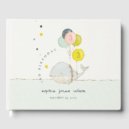 Cute Underwater ballon Heart Whale Kids Birthday Gastenboek