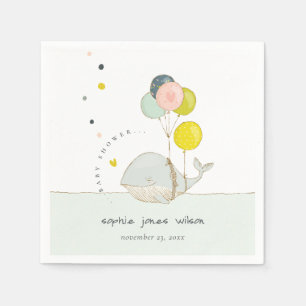 Cute Underwater Ballon Whale Heart Baby shower Servet