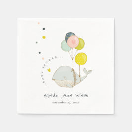 Cute Underwater Ballon Whale Heart Baby shower Servet