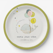 Cute Underwater Balloon Whale Heart Kids Birthday Papieren Bordje (Voorkant)