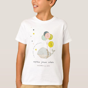 Cute Underwater Balloon Whale Heart Kids Birthday T-shirt