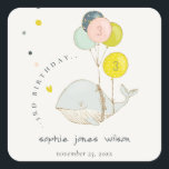 Cute Underwater Balloon Whale Heart Kids Birthday Vierkante Sticker<br><div class="desc">Onderzeese ballonwalvis met Collectie van het hart. Het is een Cute Elegant Simple Minimal Sketchy Illustration van walvis met ballonnen en hart, met pasta en kleurrijk uiterlijk perfect voor je kleine verjaardagsfeest. Het is zeer gemakkelijk om, met uw persoonlijke details aan te passen. Als u een ander bijpassend product of...</div>