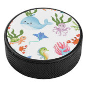 Cute Underwater Friends – Ocean Animals Pattern Hockey Puck (3/4)