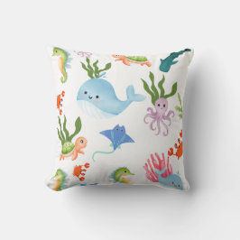 Cute Underwater Friends – Ocean Animals Pattern  Kussen