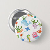 Cute Underwater Friends – Ocean Animals Pattern Ronde Button 5,7 Cm (Voorkant /achterkant)