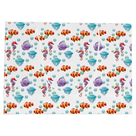 Cute Underwater Ocean Zee Life Fish Groot Cadeauzakje (Achterkant)