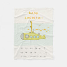 Cute underwater Submarine Monogram Baby Mijlsteen