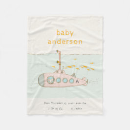 Cute Underwater Submarine Monogram Baby Stat Fleece Deken