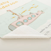 Cute Underwater Submarine Monogram Baby Stat Sherpa Deken (3/4)