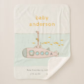 Cute Underwater Submarine Monogram Baby Stat Sherpa Deken (Voorkant)