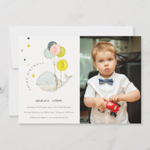 Cute Underwater Whale Foto's Birthday Invite Bedankkaart