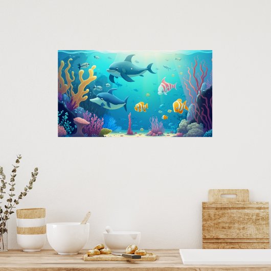 Cute Underwater World Poster (Keuken)