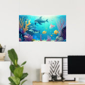 Cute Underwater World Poster (Thuiskantoor)