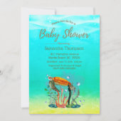 Cute underwater Zee Turtle Baby shower Invitation Kaart (Voorkant)