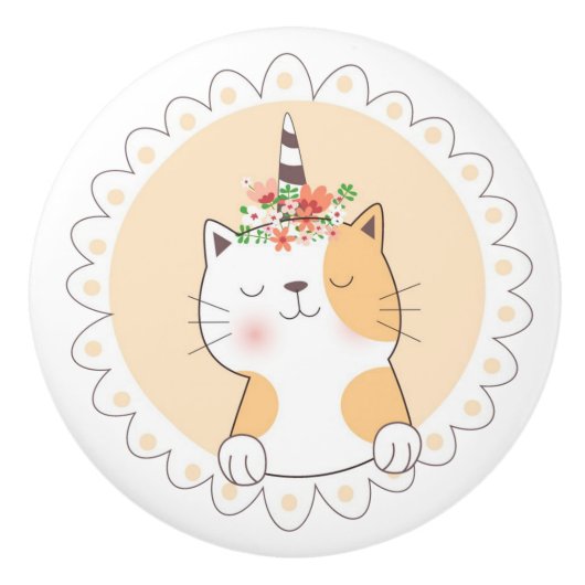 Cute Unicat Ceramic Knob. Keramische Knop (Voorkant)