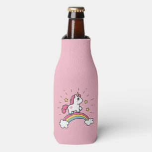 Cute Unicor op een regenboogontwerp Flesjeskoeler