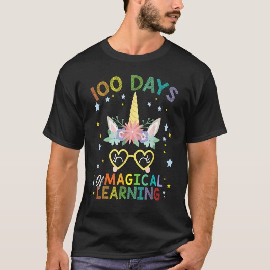 Cute Unicorn 100 Days Of Magical Learning 100th Da T-shirt (Voorkant)