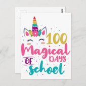Cute Unicorn 100 magische schooldagen Briefkaart (Voorkant / Achterkant)