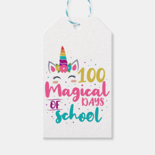 Cute Unicorn 100 magische schooldagen Cadeaulabel