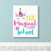 Cute Unicorn 100 magische schooldagen Canvas Afdruk (Insitu (Houten vloer))