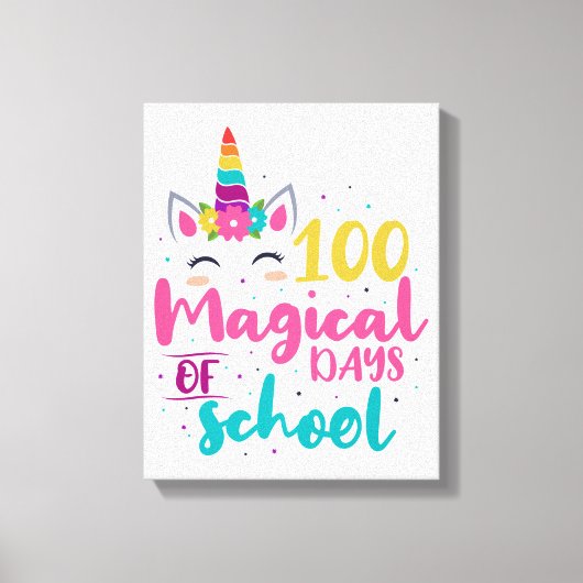 Cute Unicorn 100 magische schooldagen Canvas Afdruk (Voorkant)