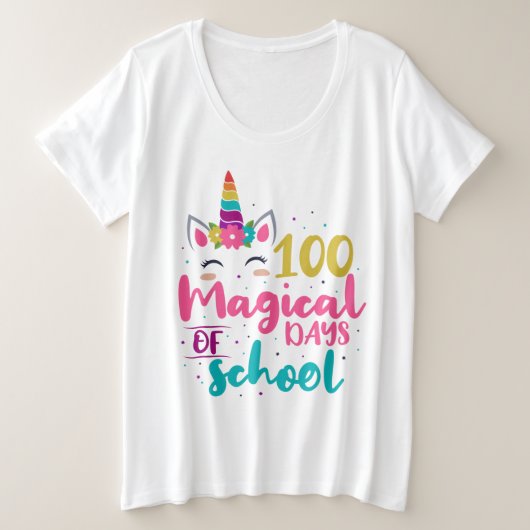 Cute Unicorn 100 magische schooldagen Grote Maat T-shirt (Design voorkant)