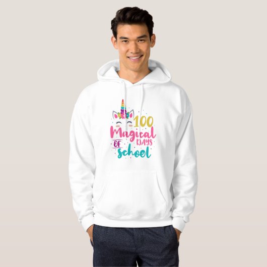 Cute Unicorn 100 magische schooldagen Hoodie (Voorkant volledig)