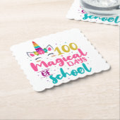 Cute Unicorn 100 magische schooldagen Kartonnen Onderzetters (Gebogen)