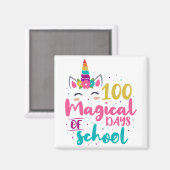 Cute Unicorn 100 magische schooldagen Magneet (Voorkant / Achterkant)
