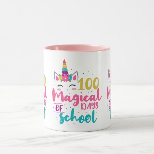 Cute Unicorn 100 magische schooldagen Mok (Midden)
