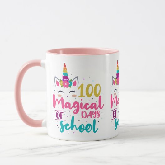 Cute Unicorn 100 magische schooldagen Mok (Links)