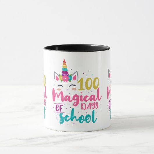 Cute Unicorn 100 magische schooldagen Mok (Midden)