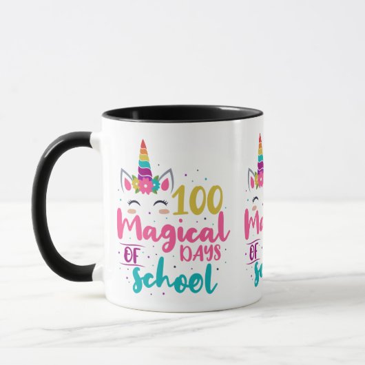 Cute Unicorn 100 magische schooldagen Mok (Links)