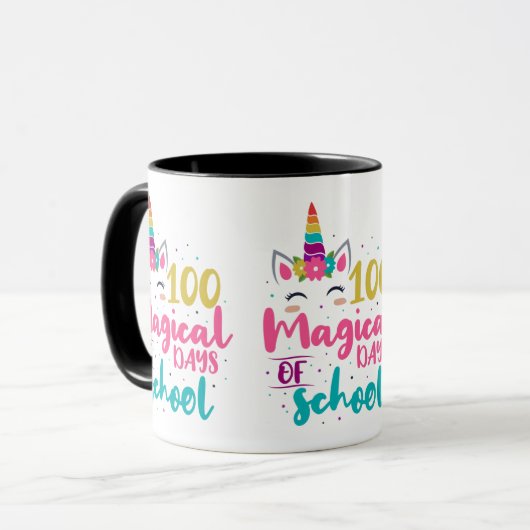 Cute Unicorn 100 magische schooldagen Mok (Voorkant links)