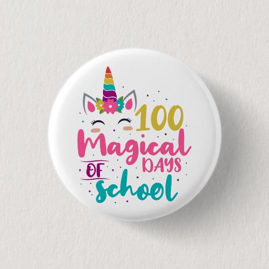 Cute Unicorn 100 magische schooldagen Ronde Button 3,2 Cm (Voorkant)