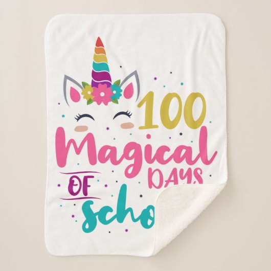 Cute Unicorn 100 magische schooldagen Sherpa Deken (Voorkant)