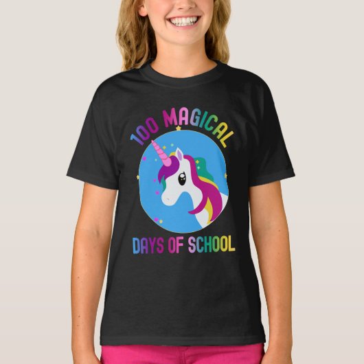 Cute Unicorn 100 magische schooldagen T-shirt (Voorkant)