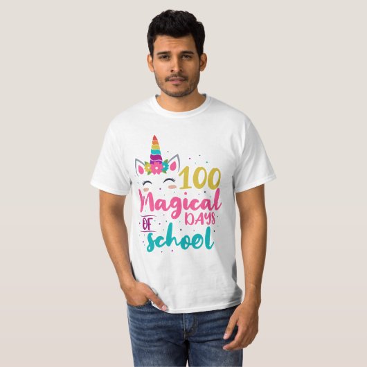 Cute Unicorn 100 magische schooldagen T-shirt (Voorkant volledig)