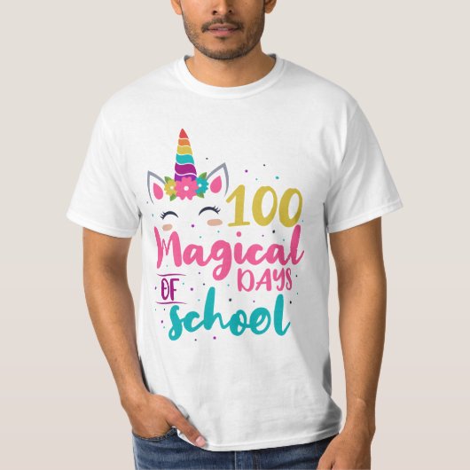Cute Unicorn 100 magische schooldagen T-shirt (Voorkant)
