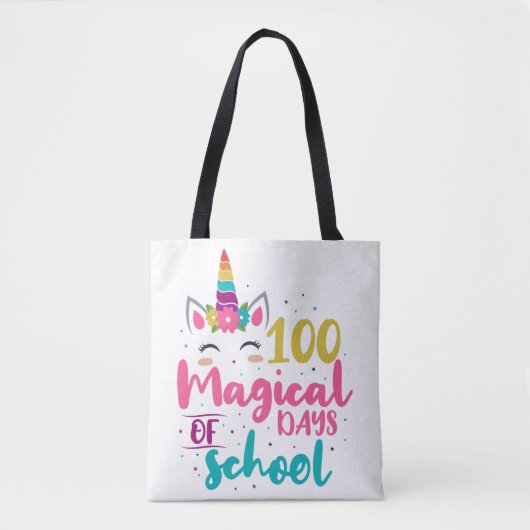 Cute Unicorn 100 magische schooldagen Tote Bag (Voorkant)