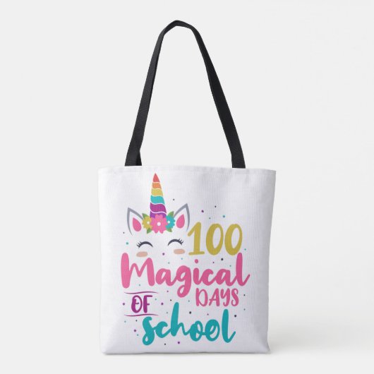Cute Unicorn 100 magische schooldagen Tote Bag (Achterkant)